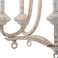 5-Light Distressed White Shabby Chic Candle Style Chandelier