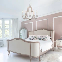 5-Light Distressed White Shabby Chic Candle Style Chandelier