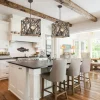 4-Light Distressed Wooden Square Cage Pendant Light