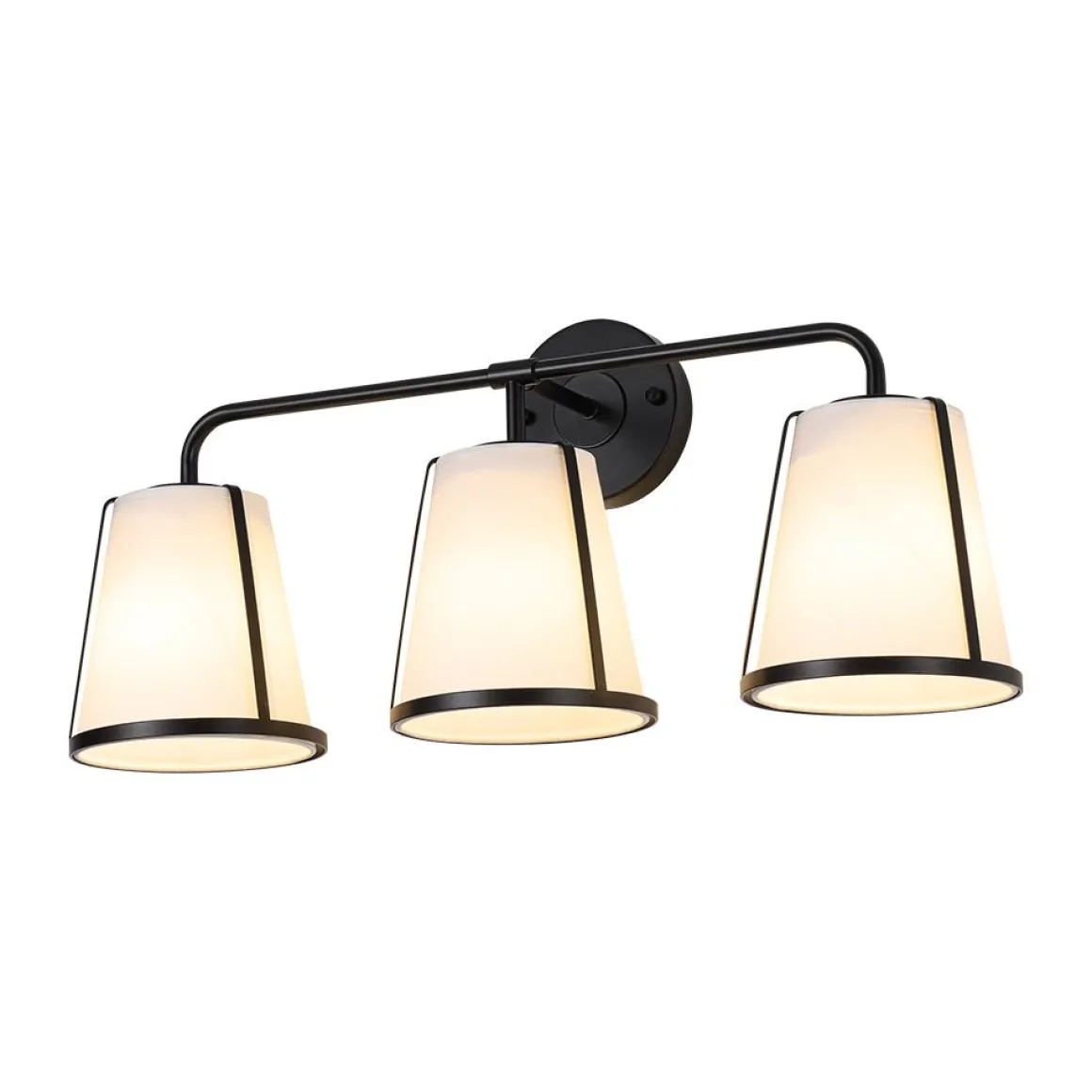 3-Light Fabric Conical Shade Vanity Wall Sconce