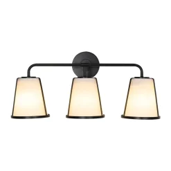 3-Light Fabric Conical Shade Vanity Wall Sconce