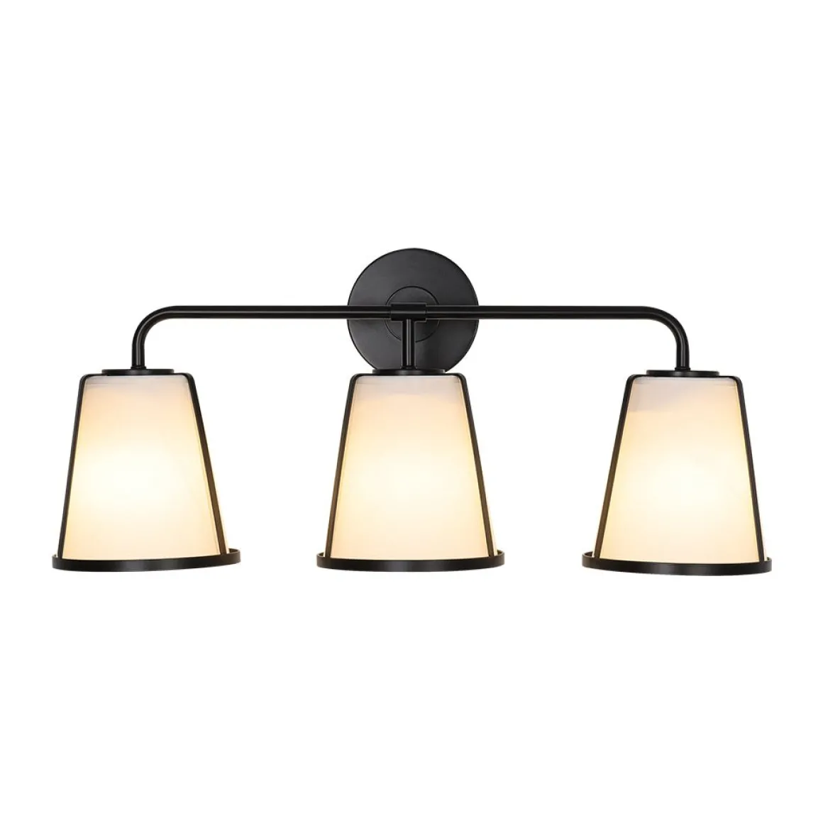 3-Light Fabric Conical Shade Vanity Wall Sconce