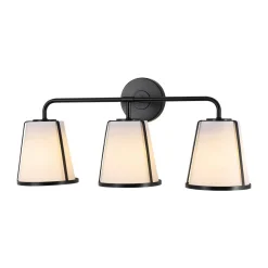 3-Light Fabric Conical Shade Vanity Wall Sconce