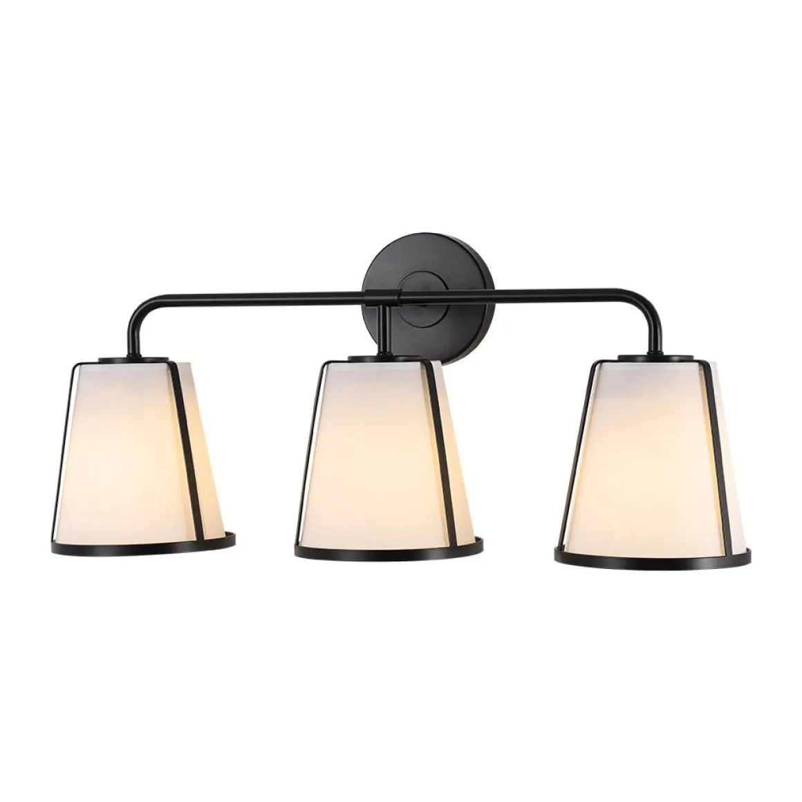 3-Light Fabric Conical Shade Vanity Wall Sconce