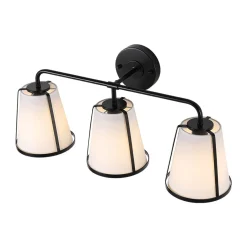 3-Light Fabric Conical Shade Vanity Wall Sconce
