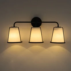 3-Light Fabric Conical Shade Vanity Wall Sconce