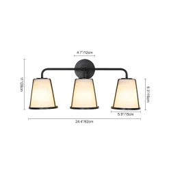 3-Light Fabric Conical Shade Vanity Wall Sconce