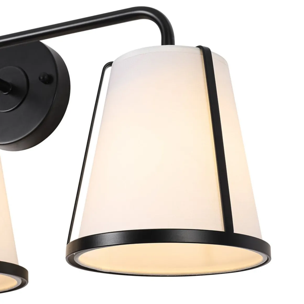 3-Light Fabric Conical Shade Vanity Wall Sconce