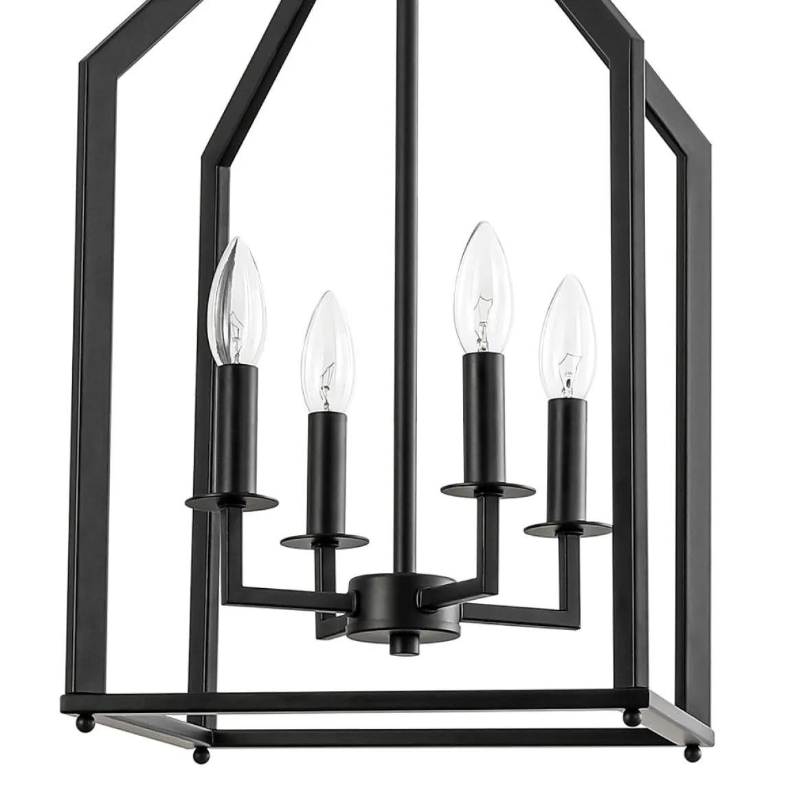 4-light Farmhouse Candle Style Black Lantern Pendant Light