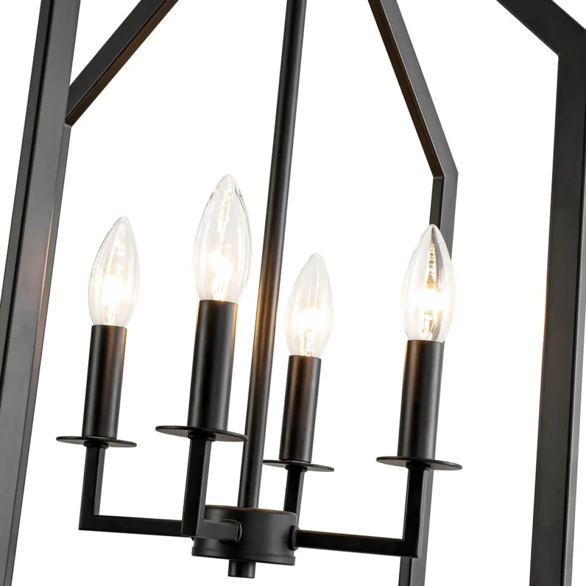 4-light Farmhouse Candle Style Black Lantern Pendant Light