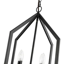 4-light Farmhouse Candle Style Black Lantern Pendant Light