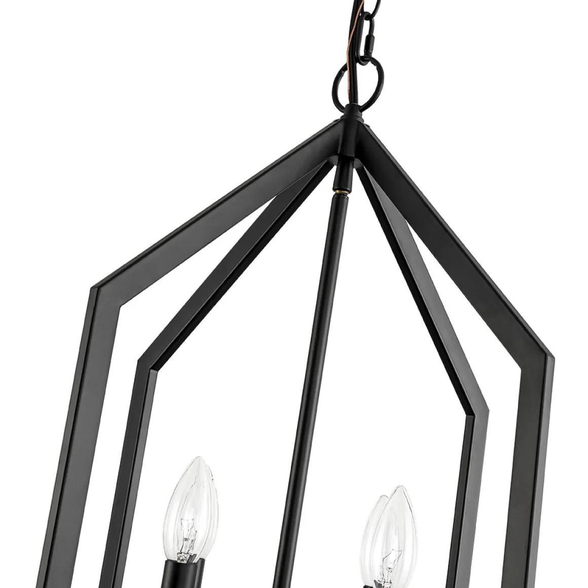 4-light Farmhouse Candle Style Black Lantern Pendant Light