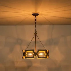 3-Light Farmhouse Open Aged Wood Drum Pendant Light