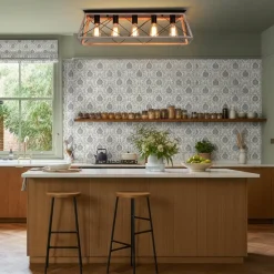 5-Light Farmhouse Rectangular Cage Semi Flush Mount