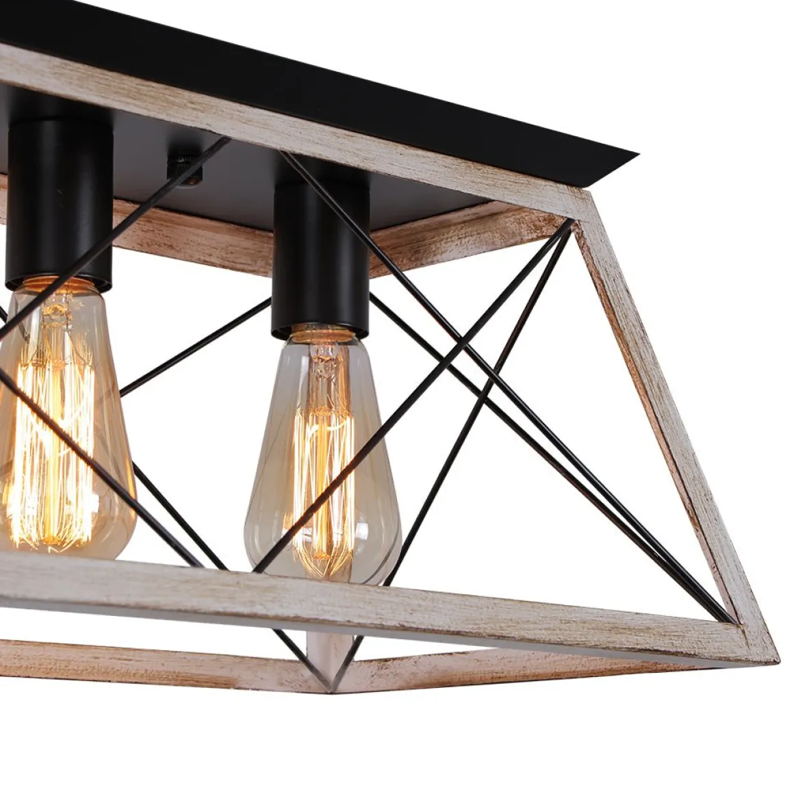 5-Light Farmhouse Rectangular Cage Semi Flush Mount