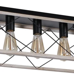 5-Light Farmhouse Rectangular Cage Semi Flush Mount
