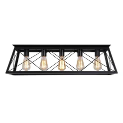 5-Light Farmhouse Rectangular Cage Semi Flush Mount