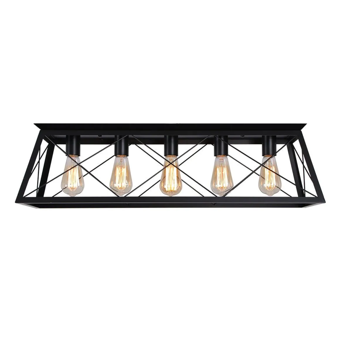 5-Light Farmhouse Rectangular Cage Semi Flush Mount