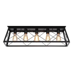5-Light Farmhouse Rectangular Cage Semi Flush Mount