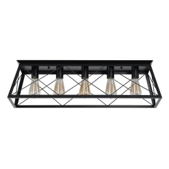 5-Light Farmhouse Rectangular Cage Semi Flush Mount