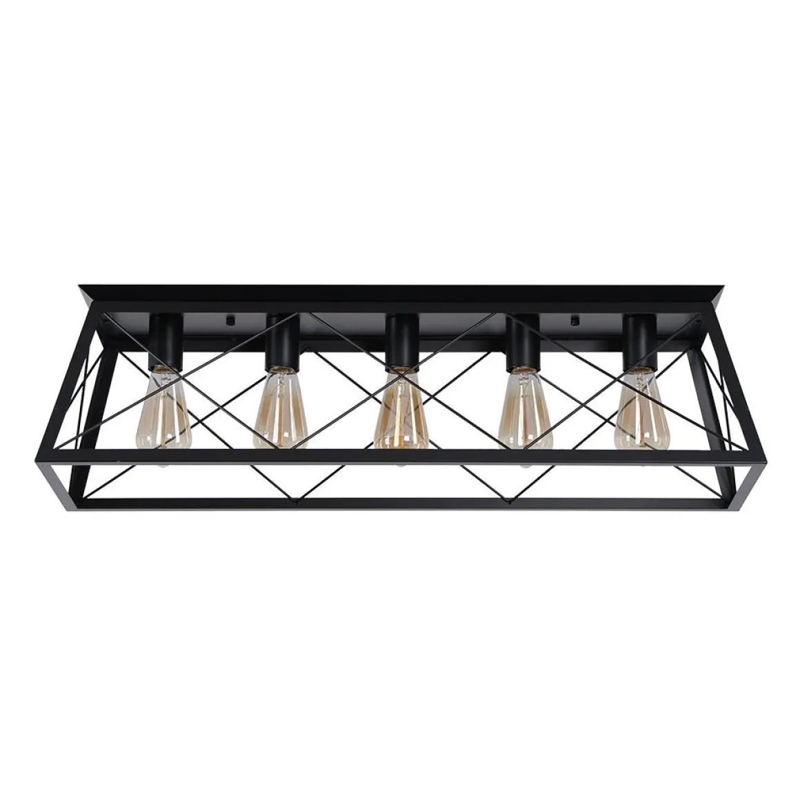 5-Light Farmhouse Rectangular Cage Semi Flush Mount
