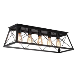 5-Light Farmhouse Rectangular Cage Semi Flush Mount