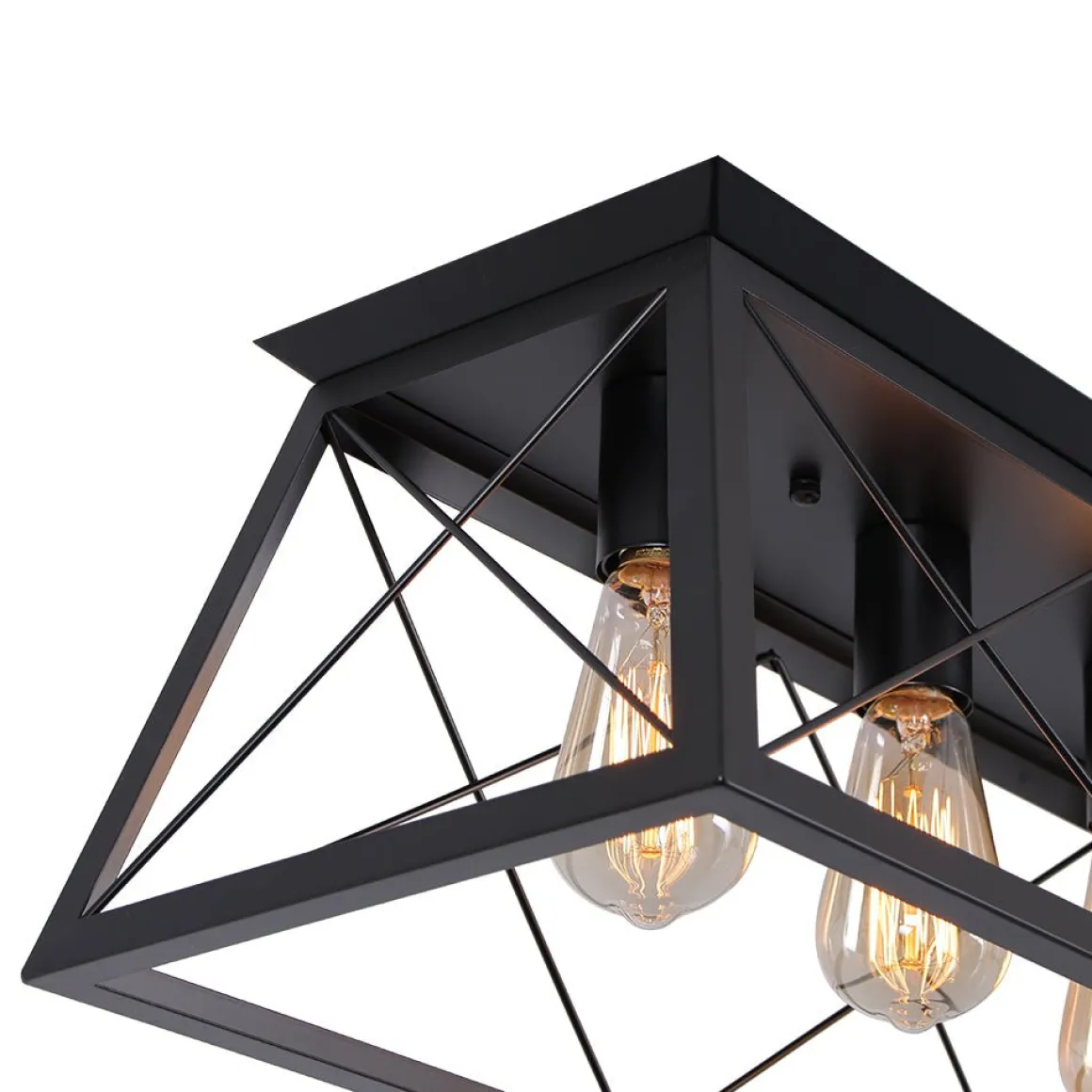 5-Light Farmhouse Rectangular Cage Semi Flush Mount