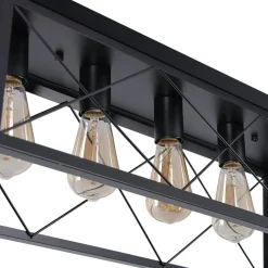 5-Light Farmhouse Rectangular Cage Semi Flush Mount