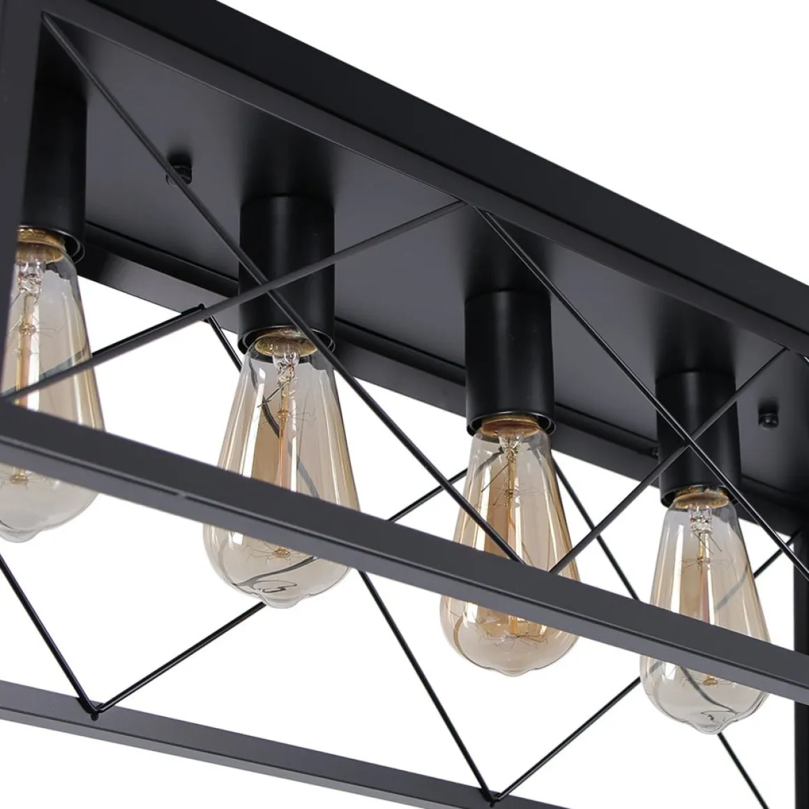 5-Light Farmhouse Rectangular Cage Semi Flush Mount