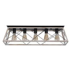 5-Light Farmhouse Rectangular Cage Semi Flush Mount