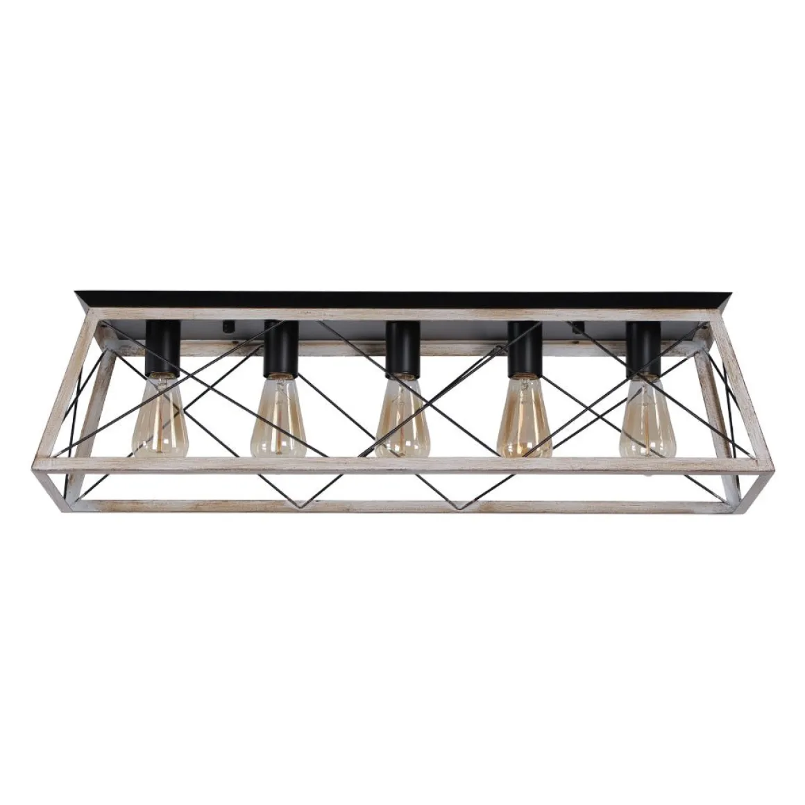 5-Light Farmhouse Rectangular Cage Semi Flush Mount