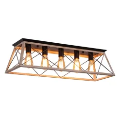 5-Light Farmhouse Rectangular Cage Semi Flush Mount