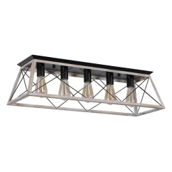 5-Light Farmhouse Rectangular Cage Semi Flush Mount