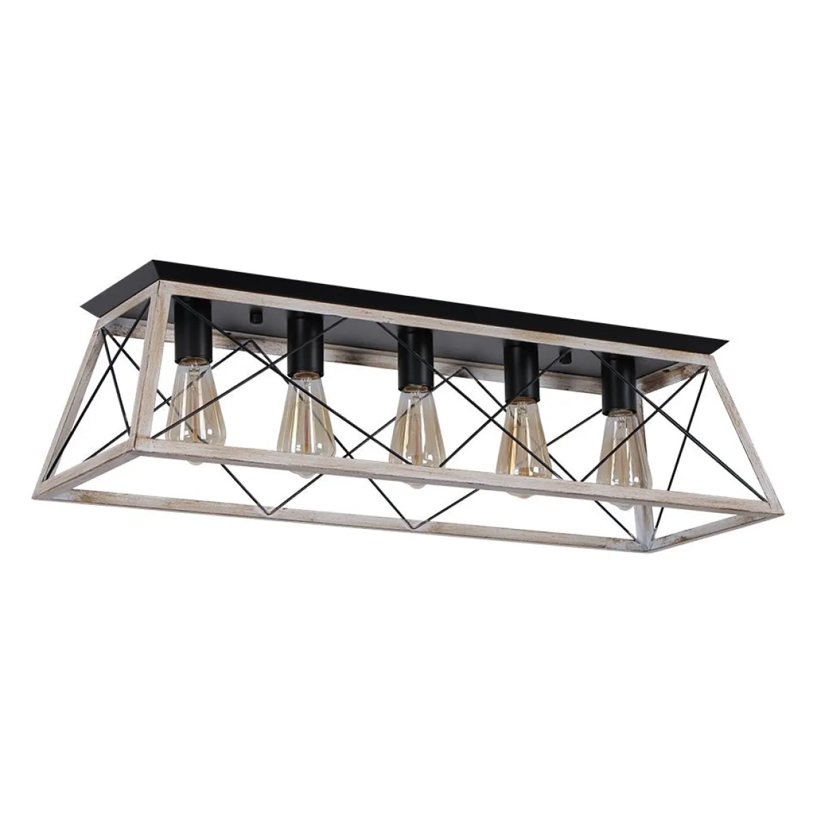 5-Light Farmhouse Rectangular Cage Semi Flush Mount
