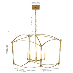 5-light French Antique Candle Style Lantern Pendant Chandelier