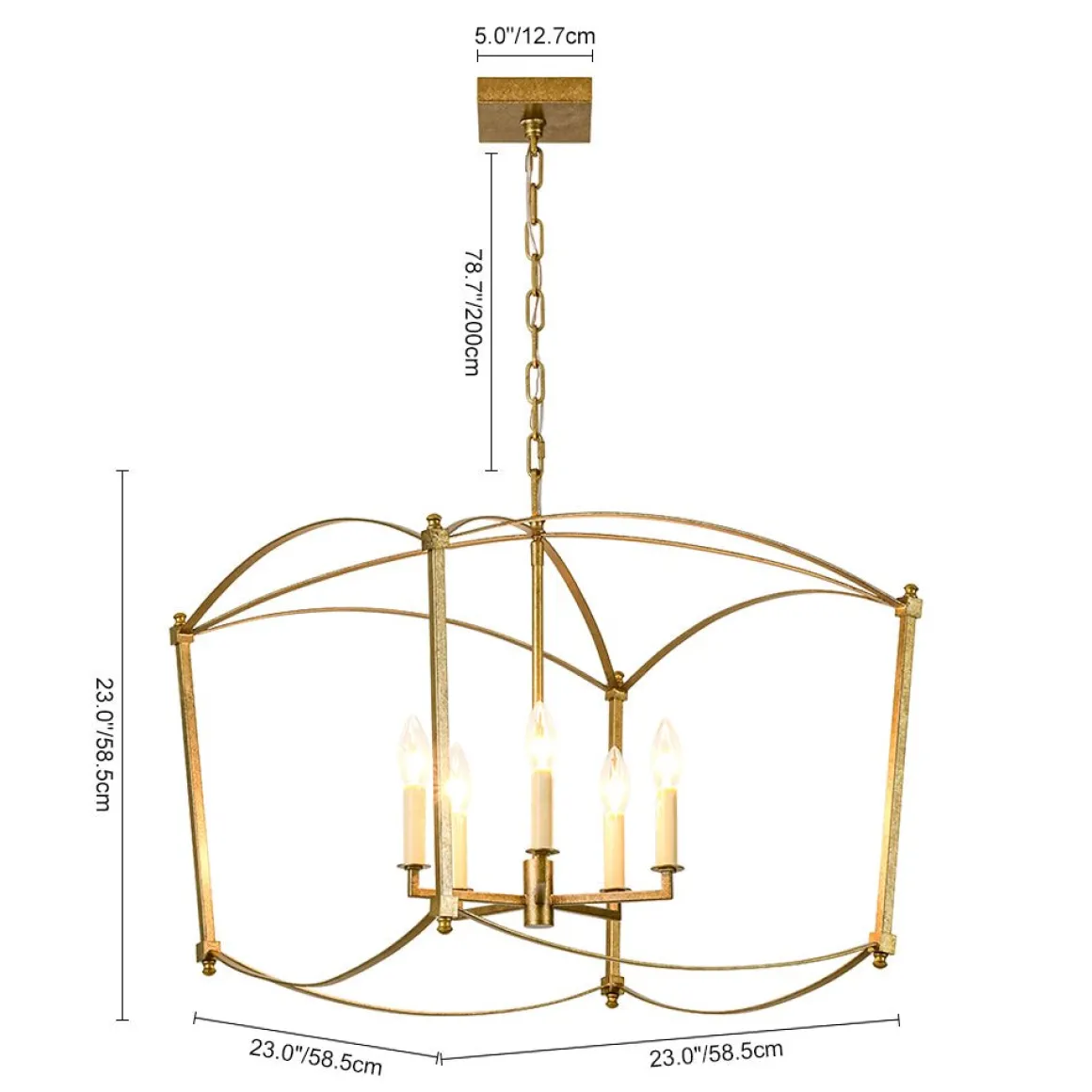 5-light French Antique Candle Style Lantern Pendant Chandelier