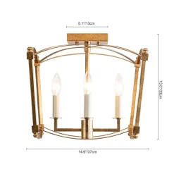 4-light French Antique Candle Style Lantern Semi Flush