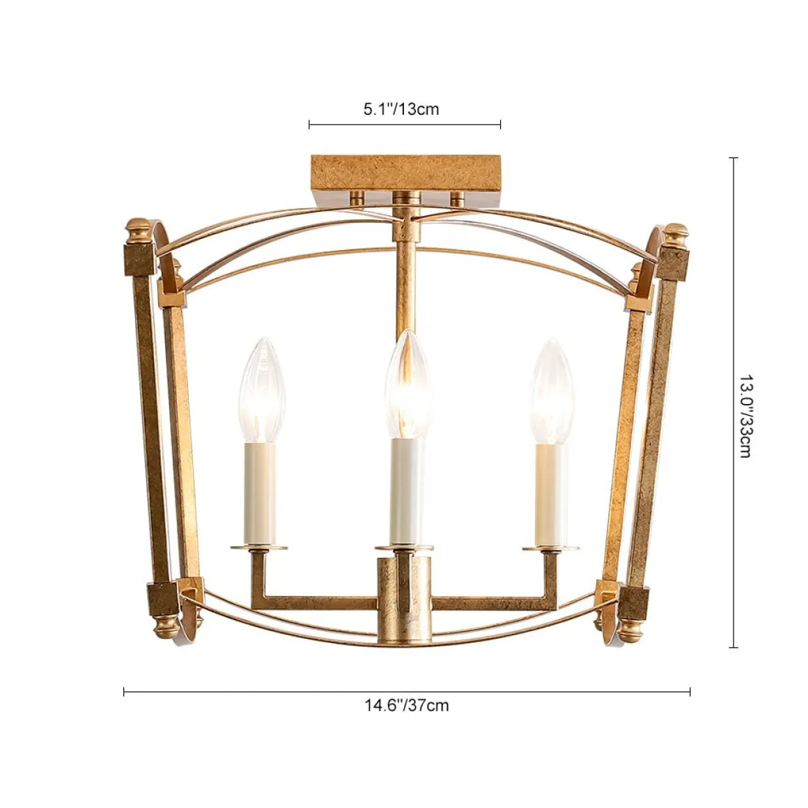 4-light French Antique Candle Style Lantern Semi Flush