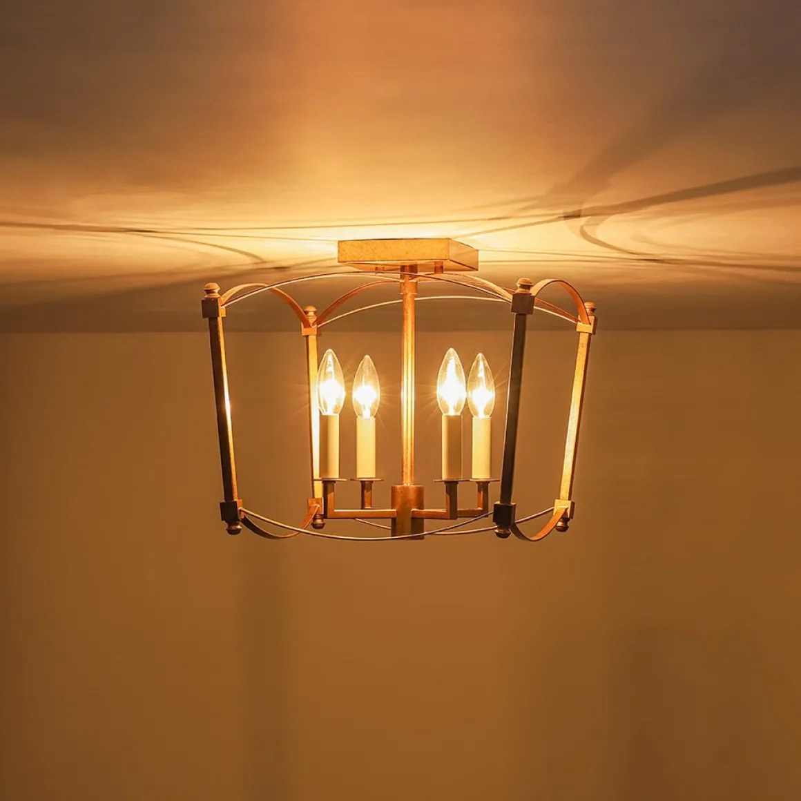 4-light French Antique Candle Style Lantern Semi Flush