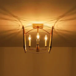 4-light French Antique Candle Style Lantern Semi Flush
