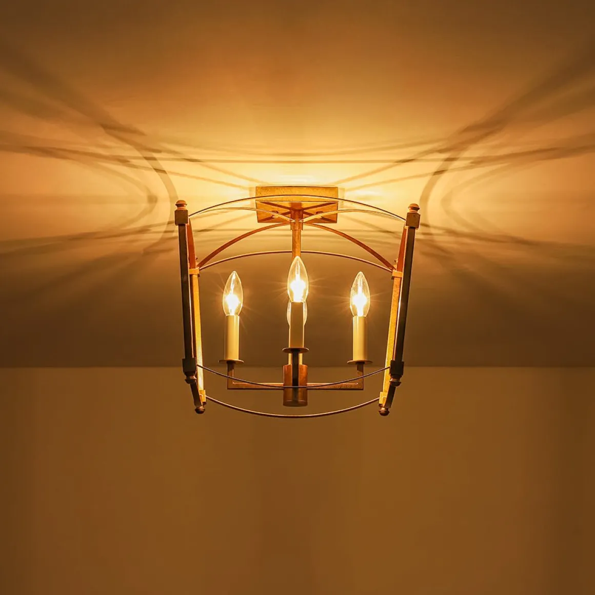 4-light French Antique Candle Style Lantern Semi Flush