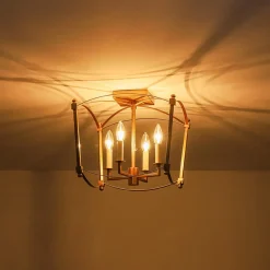 4-light French Antique Candle Style Lantern Semi Flush