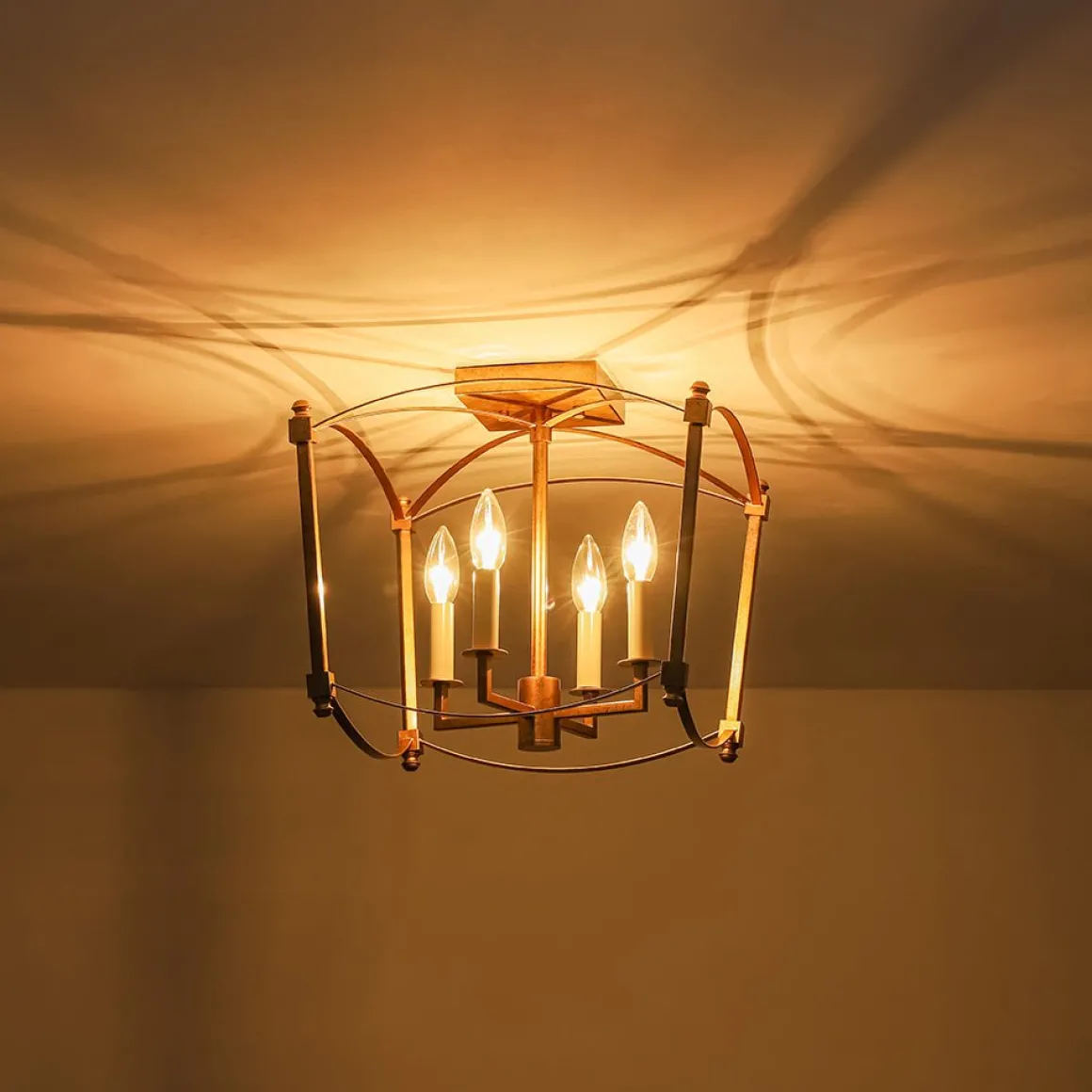 4-light French Antique Candle Style Lantern Semi Flush