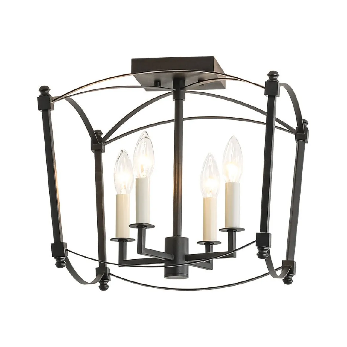 4-light French Antique Candle Style Lantern Semi Flush