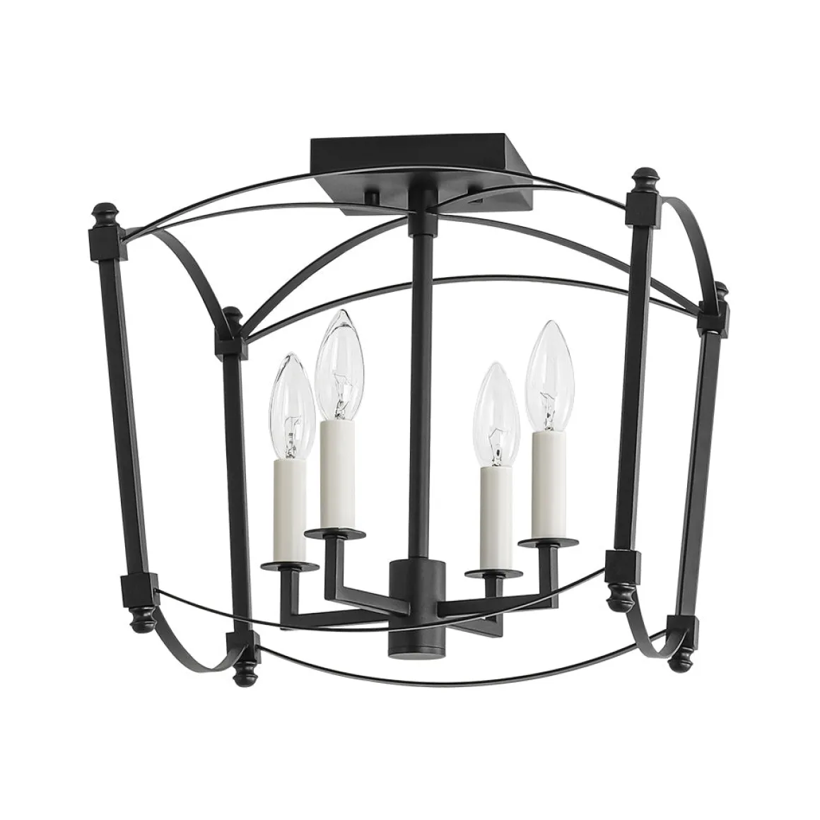 4-light French Antique Candle Style Lantern Semi Flush