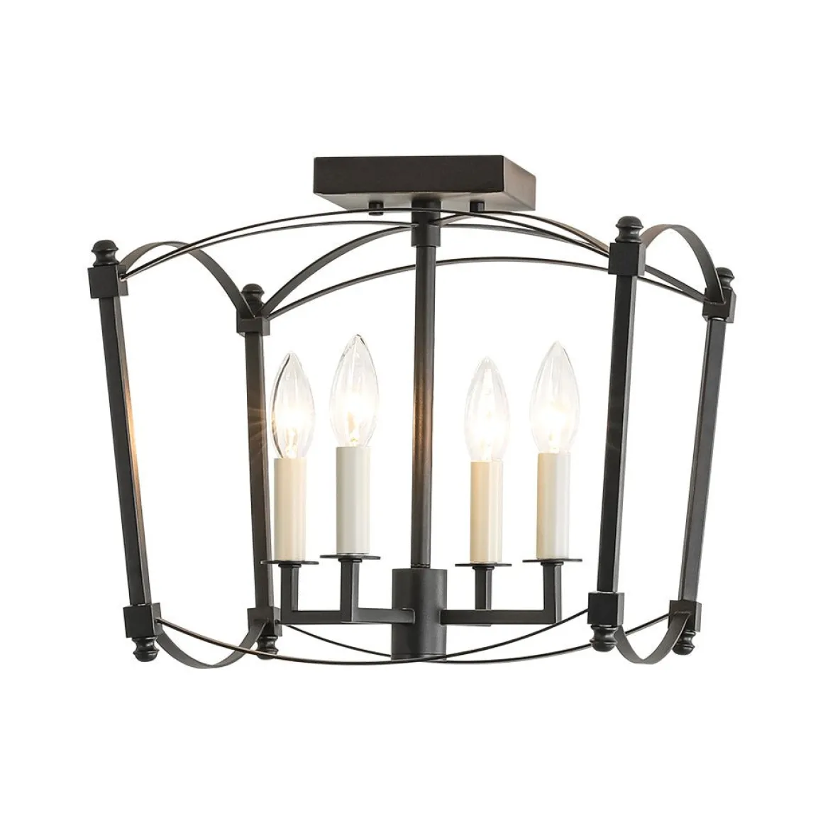 4-light French Antique Candle Style Lantern Semi Flush