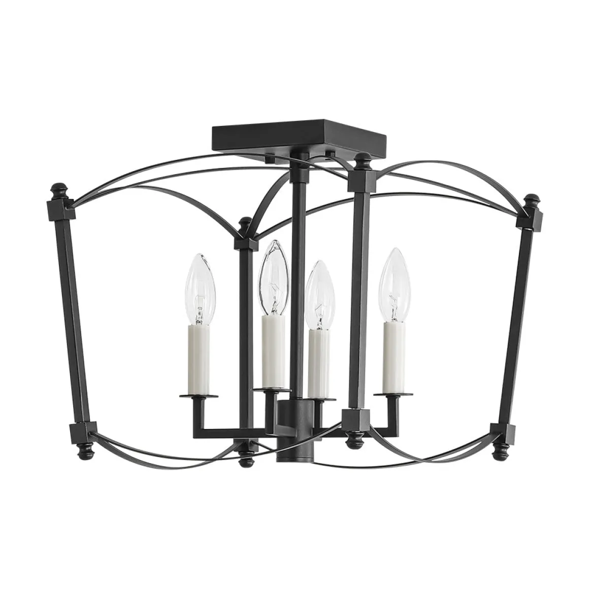 4-light French Antique Candle Style Lantern Semi Flush