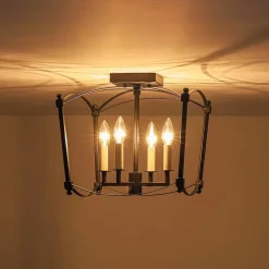 4-light French Antique Candle Style Lantern Semi Flush