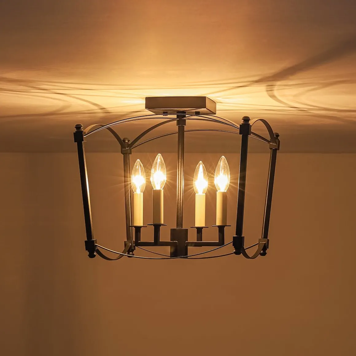 4-light French Antique Candle Style Lantern Semi Flush