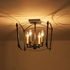 4-light French Antique Candle Style Lantern Semi Flush